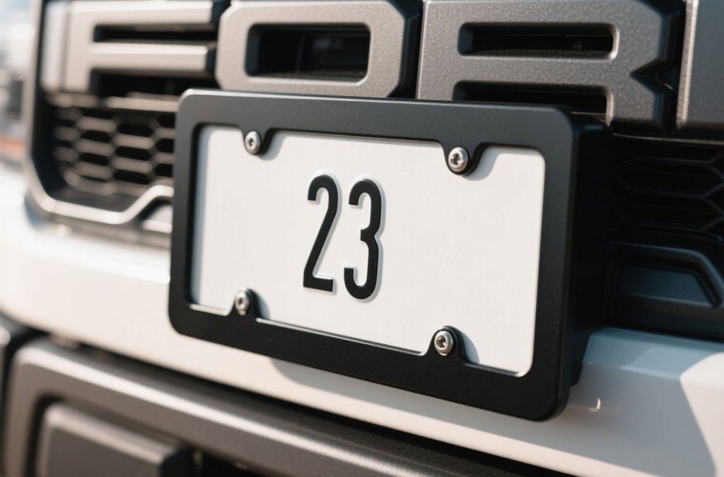 4-hole license plate frame on a Ford F-150