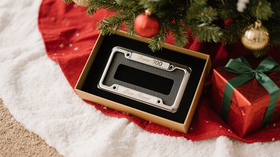 Christmas gift license plate frame