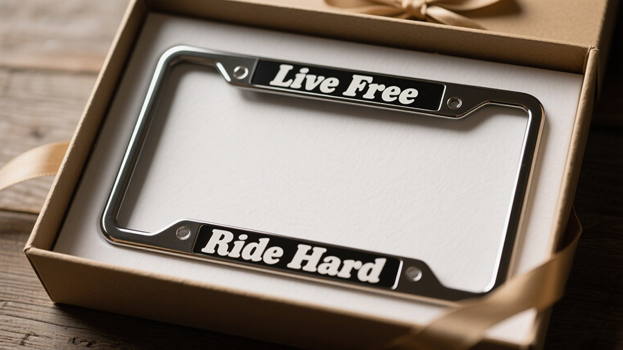 "live free" on the gift license plate frame
