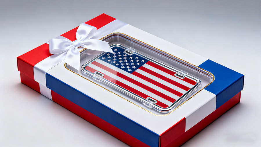 The license plate frame packaging with a window design